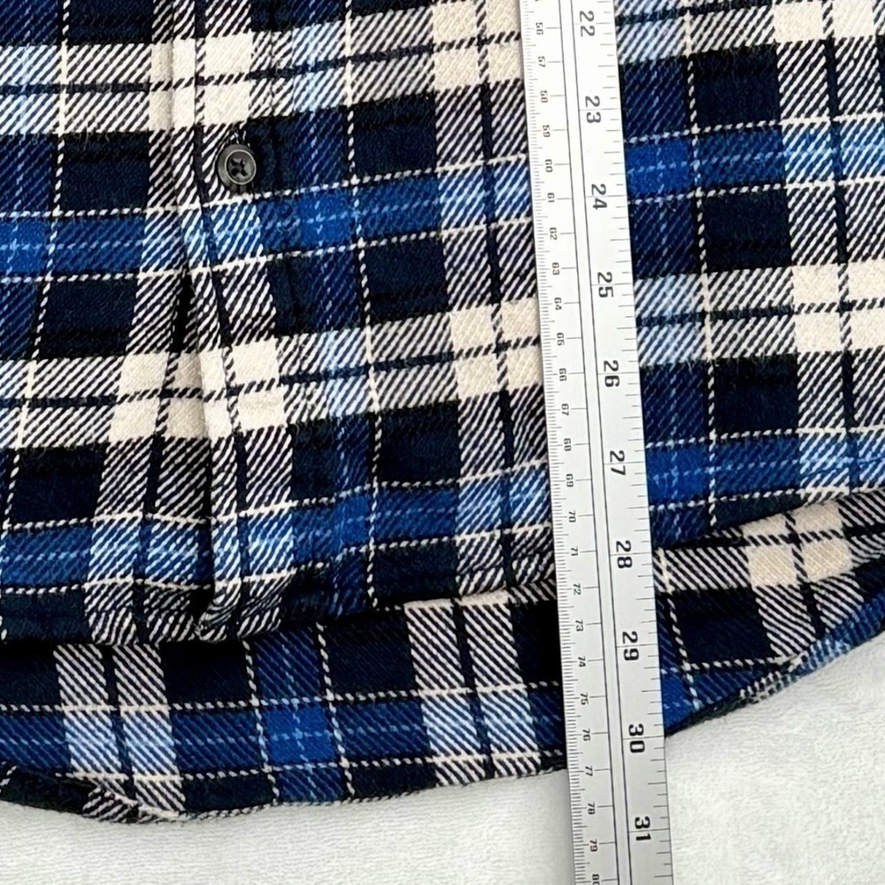 Orvis Classic Collection Mens Plaid Flannel Shirt Button Up M Blue Black White - Picture 6 of 10